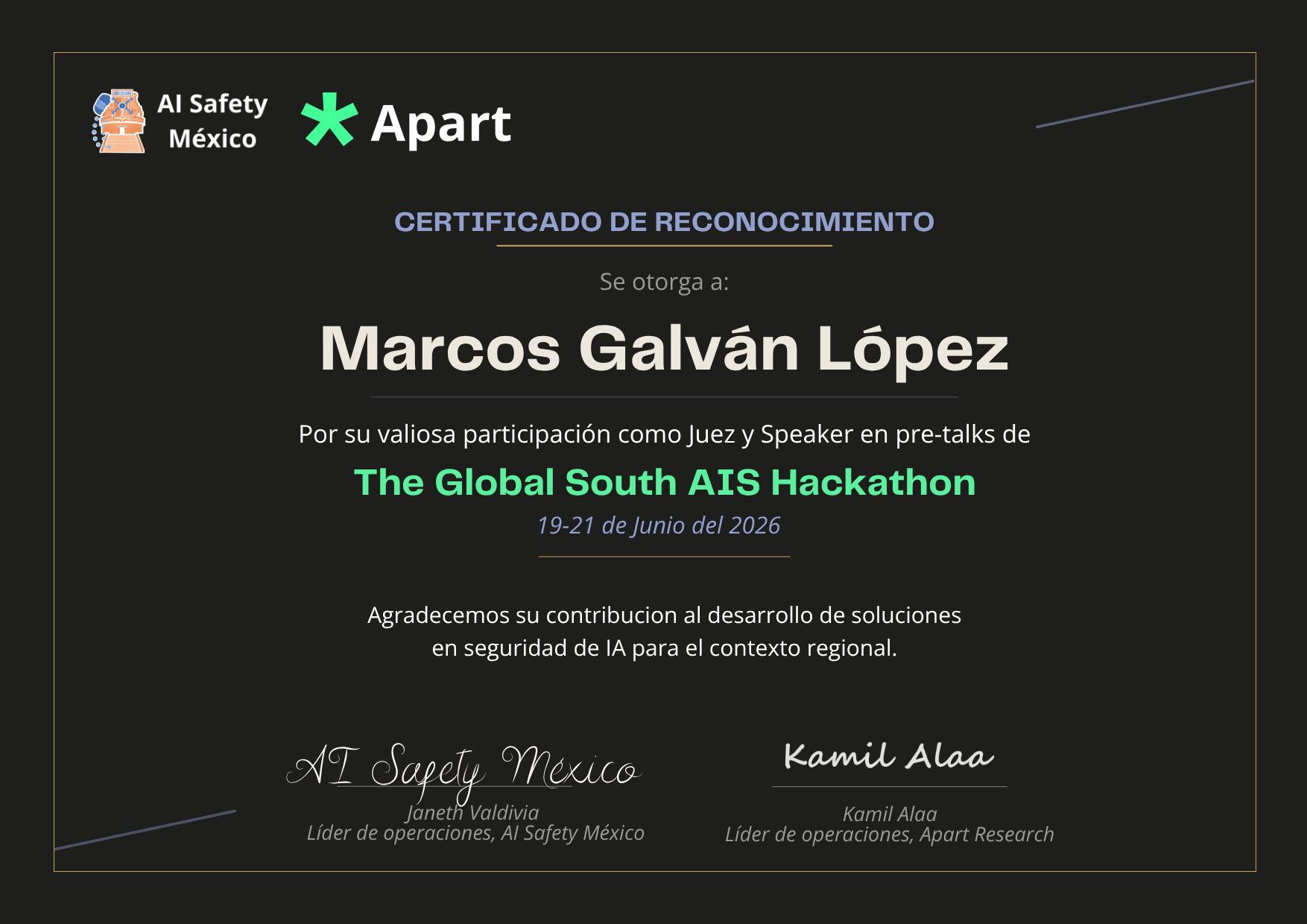 Certificado de Marcos Galván López