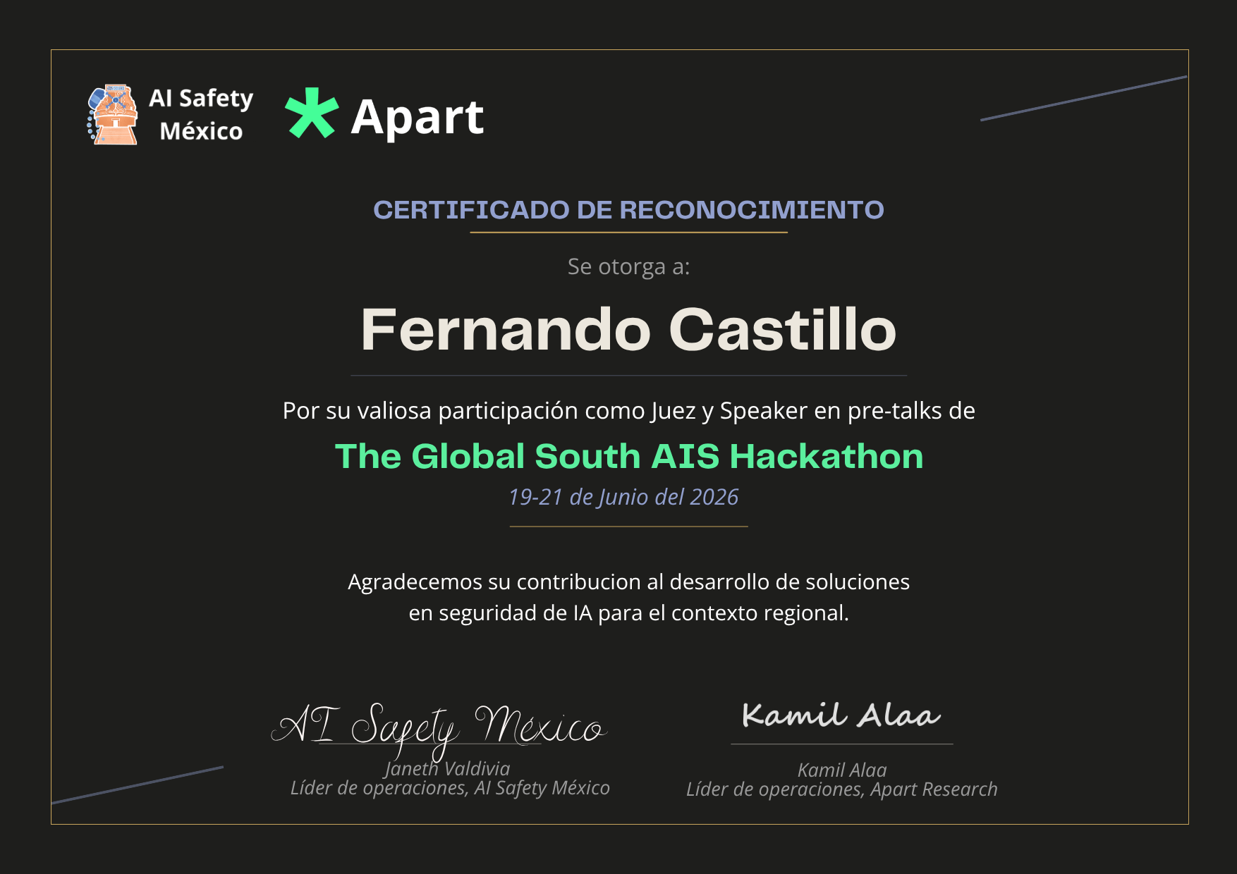 Certificado de Fernando Castillo