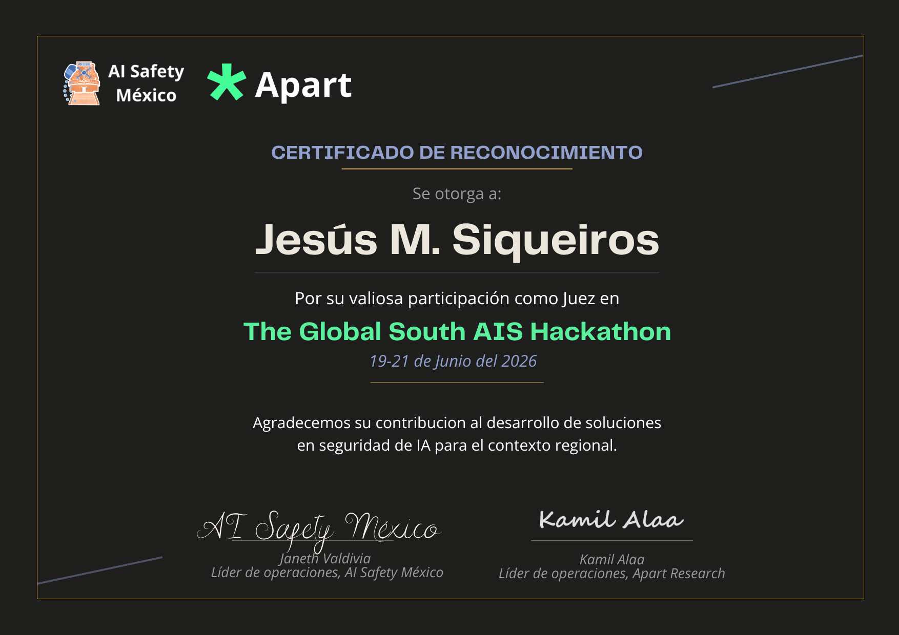 Certificado de Jesús M. Siqueiros