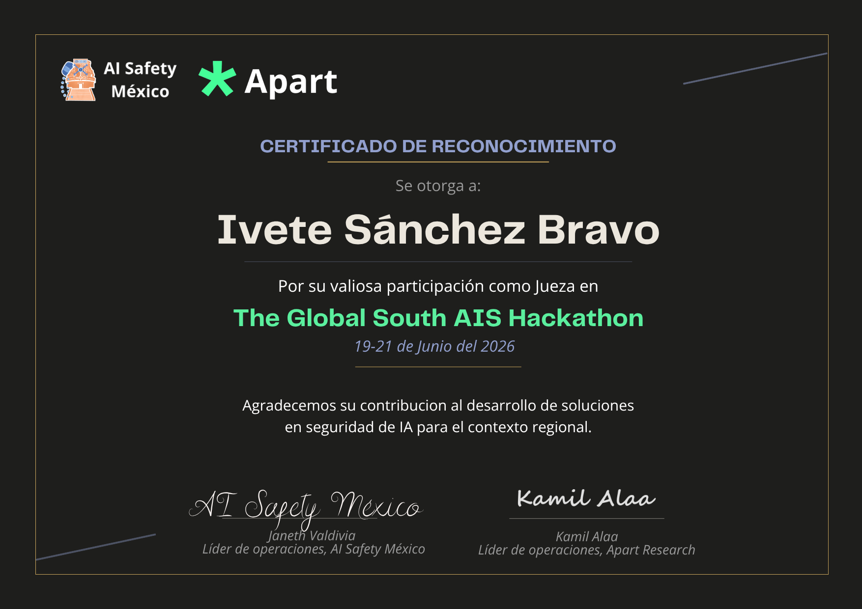 Certificado de Ivete Sanchez Bravo