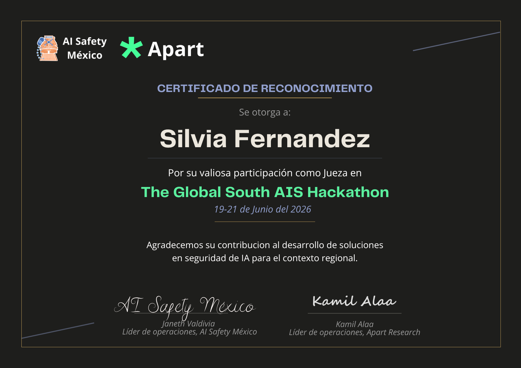 Certificado de Silvia Fernandez