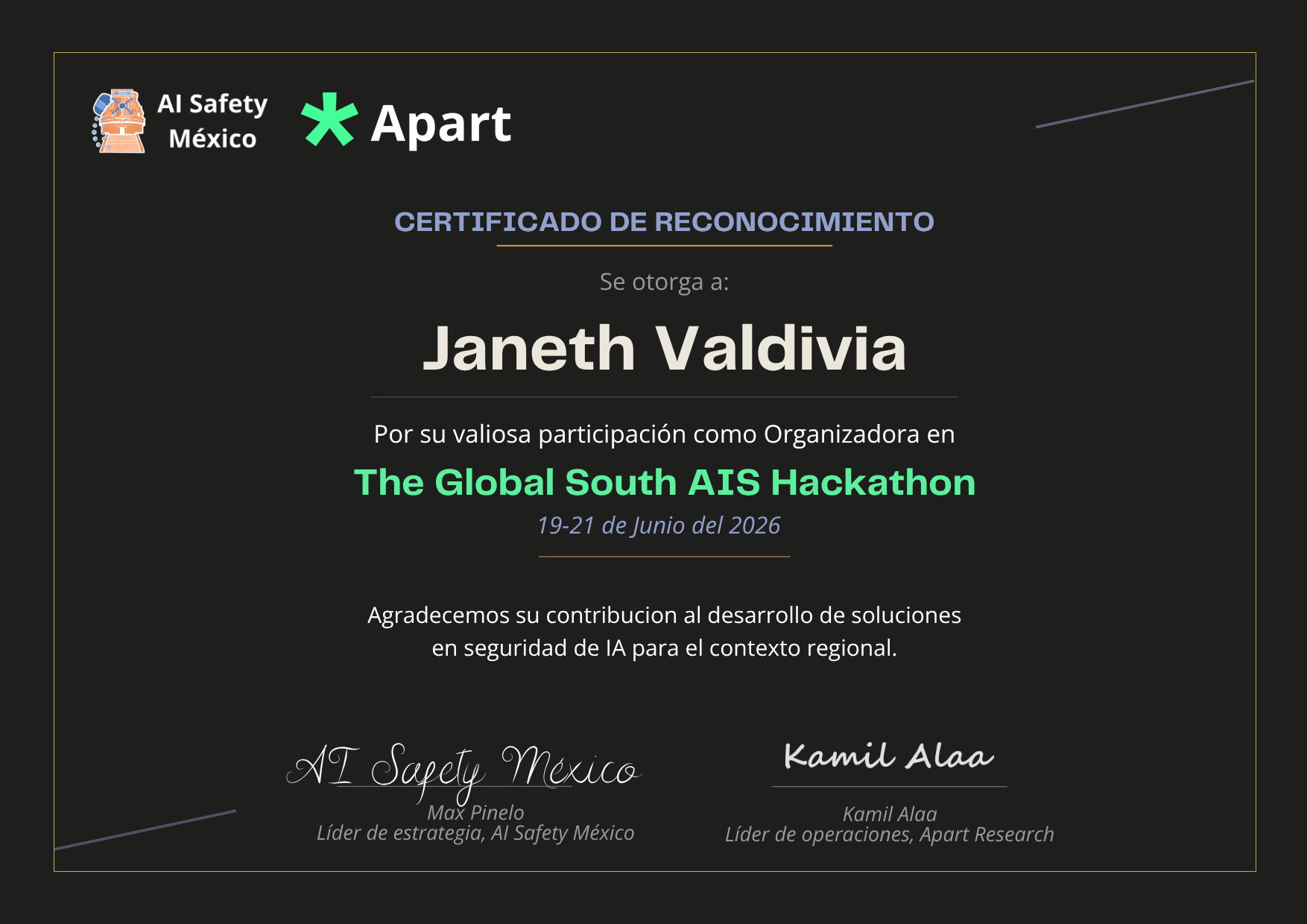 Certificado de Janeth Valdivia