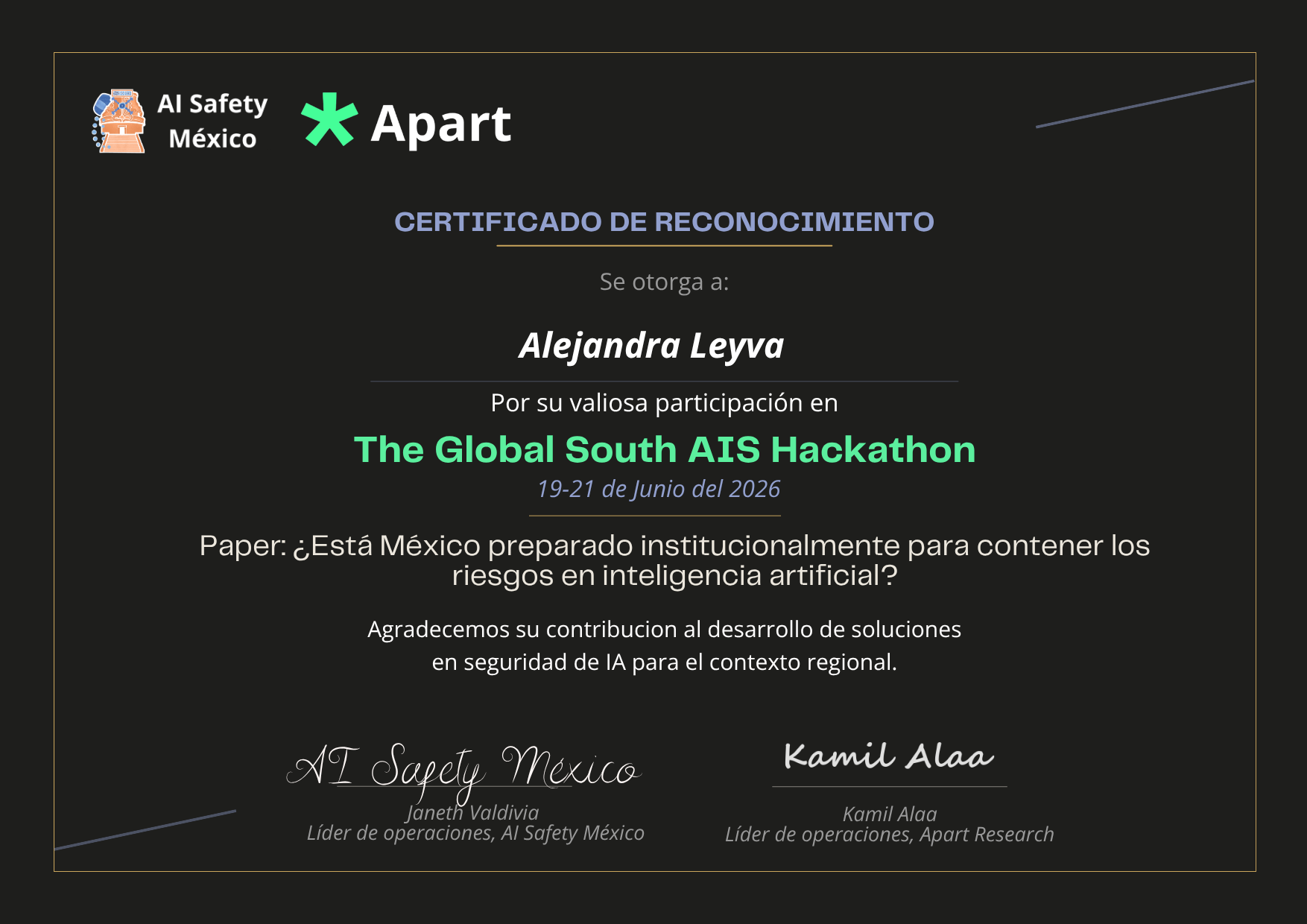 Certificado de Alejandra Leyva