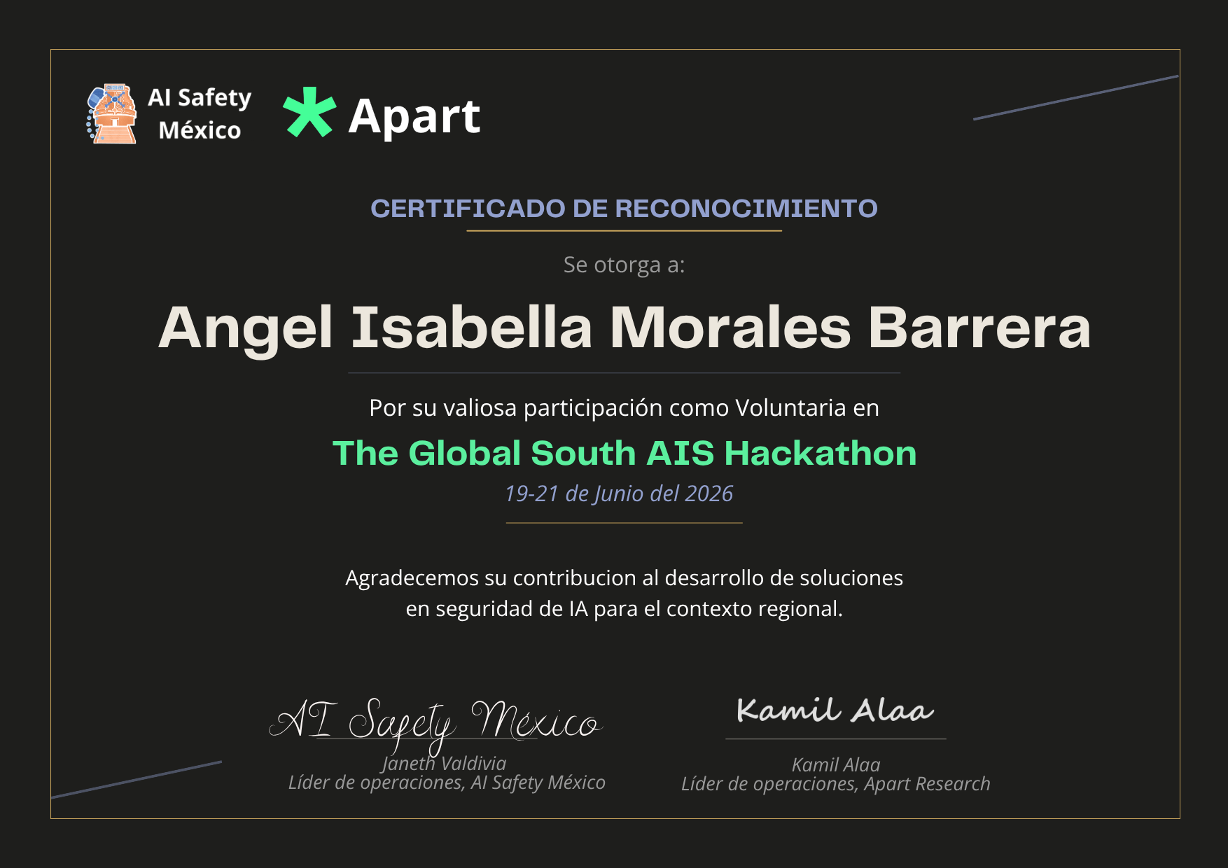 Certificado de Angel Isabella Morales Barrera